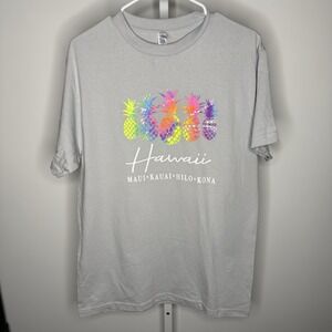 Allstyle Unisex Hawaii T-Shirt Shirt Sleeve‎ Medium NWOT Gray Graphic Pineapple